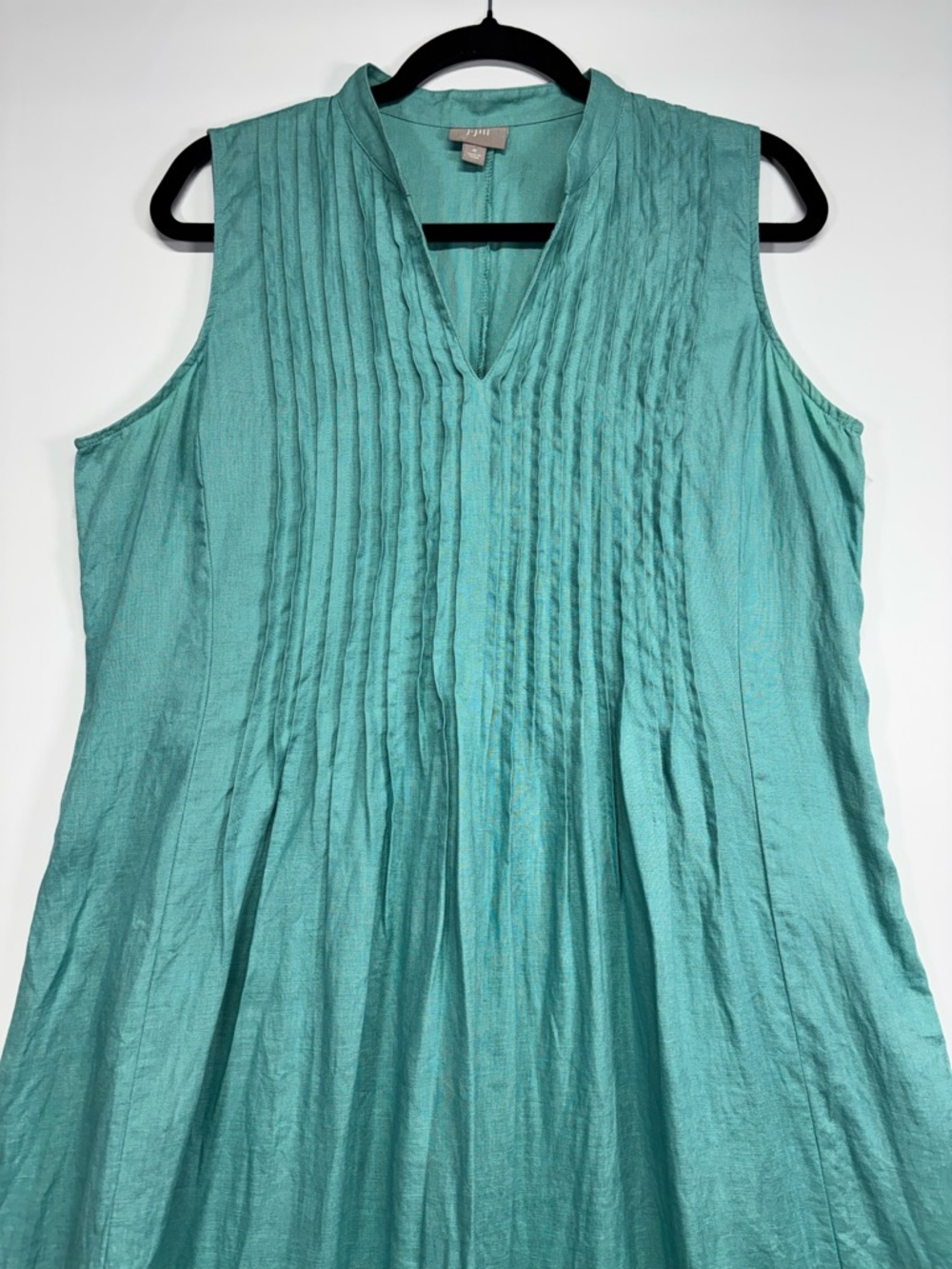✨J. Jill 100% Line Pintuck Sleeveless Teal Maxi Dress Size M - Picture 4 of 11